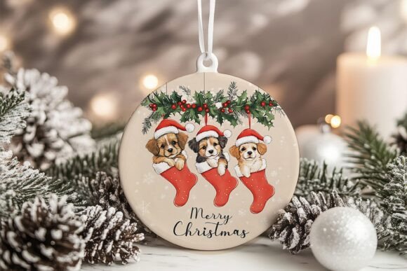 Australian Shepherd Puppies Xmas Ornament