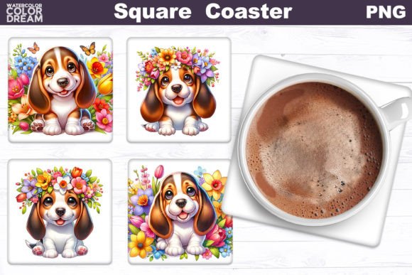 Basset Hound Square Coaster
