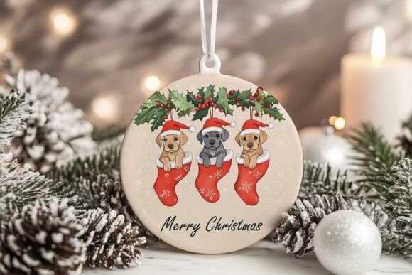 Corgi Puppies in Socks Xmas Ornament