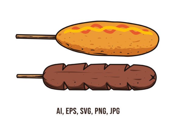 Corndog and Sausage Vector Drawing