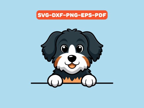Cute Peeking Bernedoodle Dog Svg