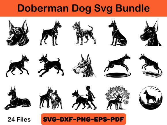 Doberman Dog Svg Bundle