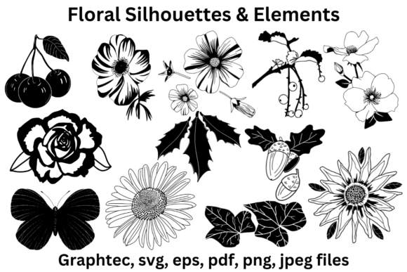 Floral Silhouettes Elements