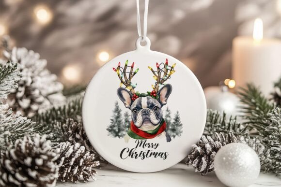 French Bulldog Christmas Ornament PNG