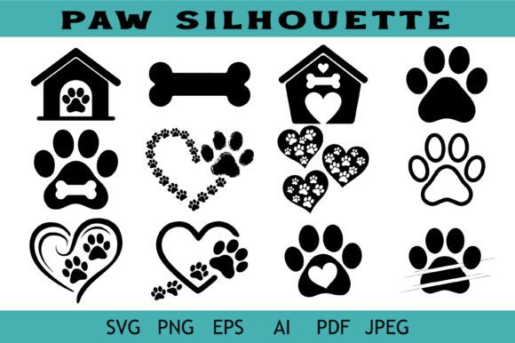 Paw Print Silhouette Bundle