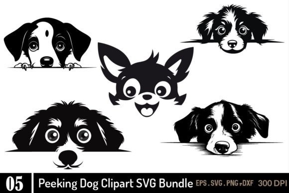 Peeking Dog SVG Clipart Bundle
