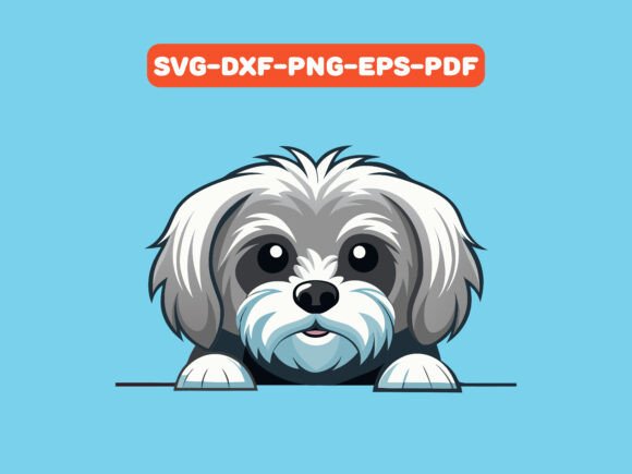 Peeking Lhasa Apso Dog SVG Vector
