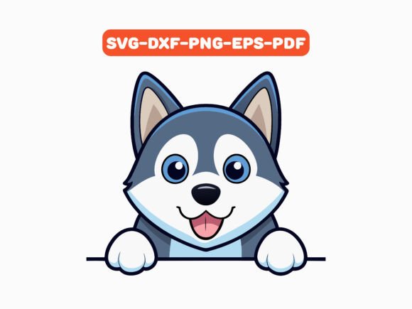 Peeking Siberian Husky Dog SVG Vector