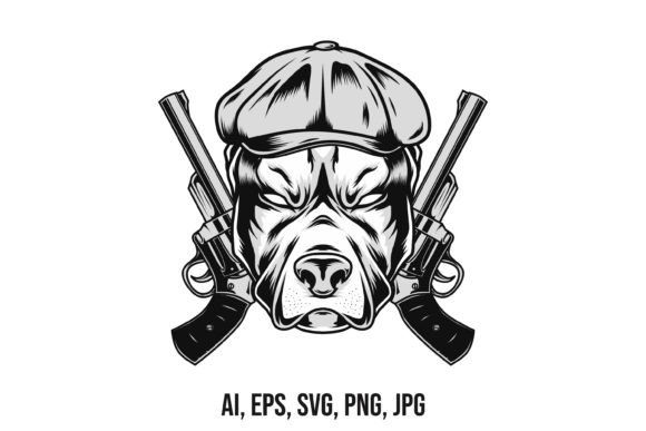 Pitbull Head with Pistol
