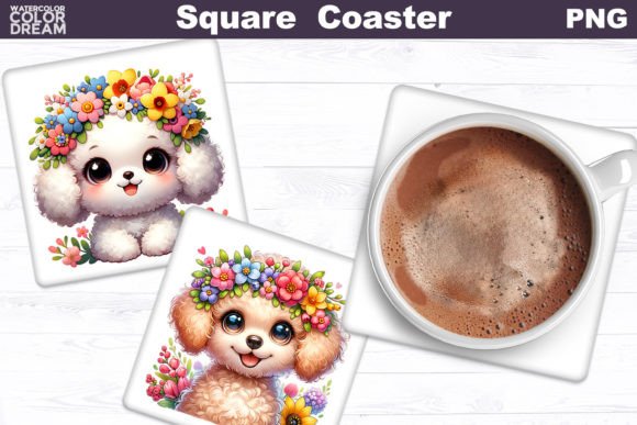 Poodle Square Coaster