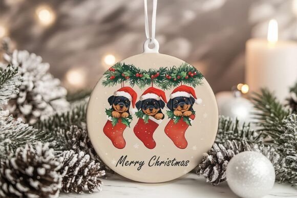 Shih Tzu Puppies in Socks Xmas Ornament