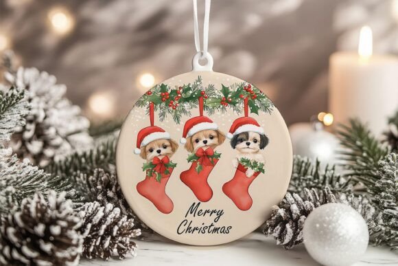 Siberian Husky Puppies Xmas Ornament